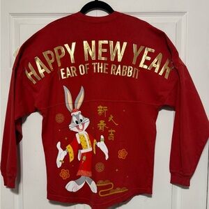 Warner Bros Red Bugs Bunny Happy New Year Spirit Jersey Sz XS